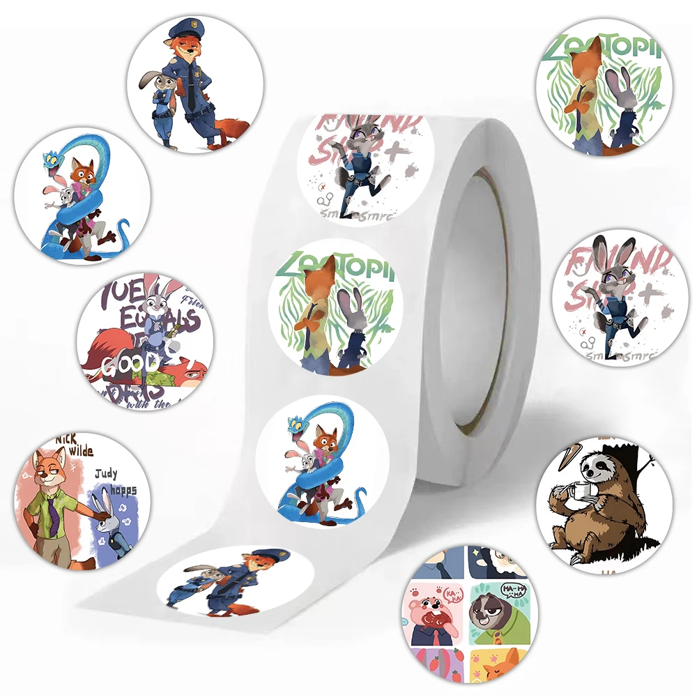 500 sztuk/rolka Naklejki Disney Cartoon Cute Zootopia DIY Dekoracja na Telefon, Notatnik, Kubek na Wodę, Zabawka, Prezent