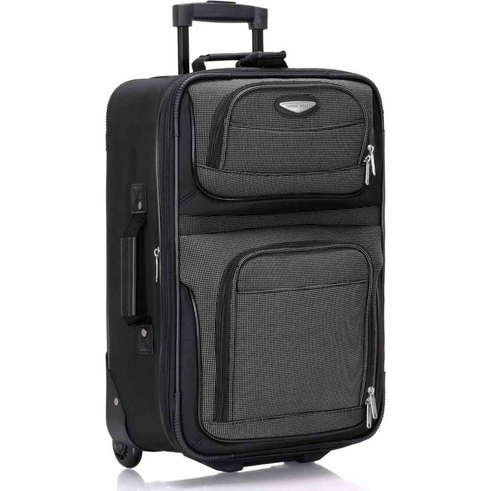 Softside Expandable Luggage with Rolling Wheels, Gray, 21-Inch Carry-On