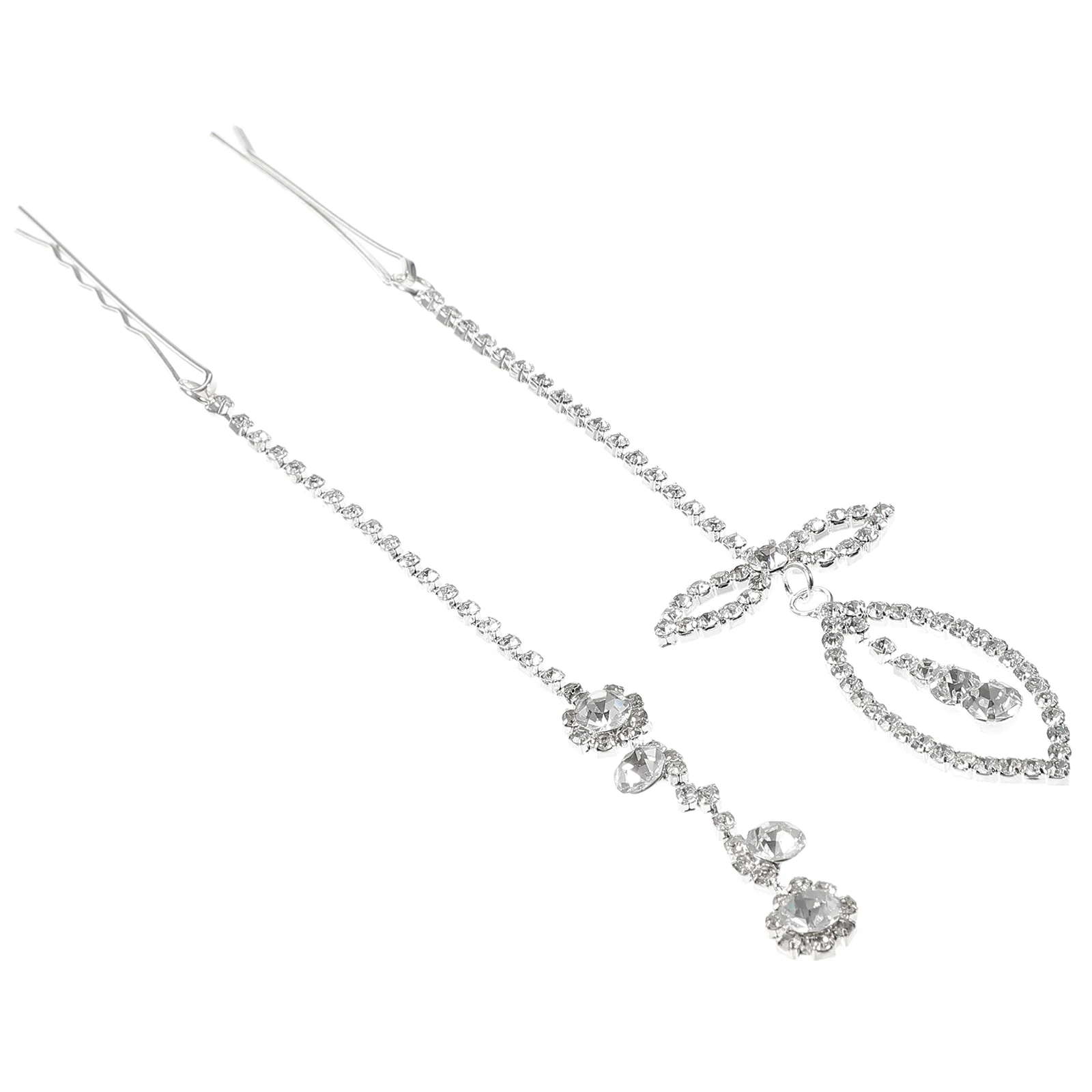 

2pcs Rhinestone Hair Clips Forehead Pendant Wedding Headpiece Bride Jewelry Dangling Chain Hair Ornament Party Festival