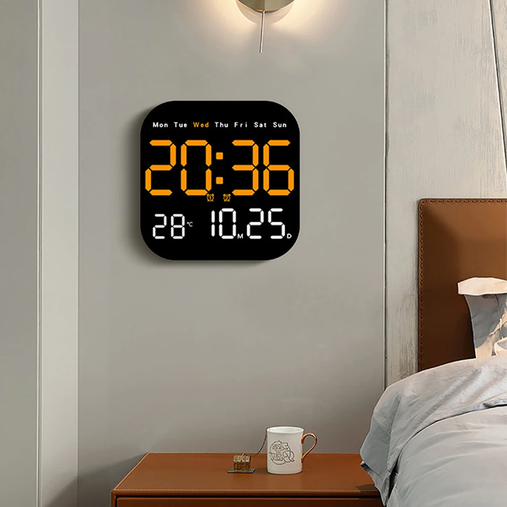 Large LED Display Digital Morden Alarm Clock Automatic Dimming Reckon By Time Wall Clocks With Remote Controller Decorate Clocks