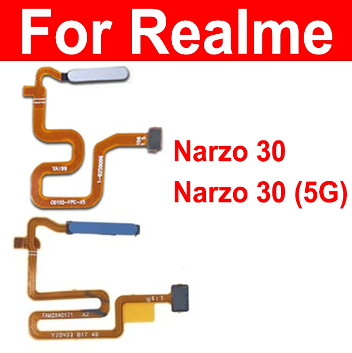 For Realme Narzo 30 Narzo 30 5G Fingerprint Sensor Flex Cable Power Button Sensor Fingerprint Home Touch ID Sensor Flex Ribbon