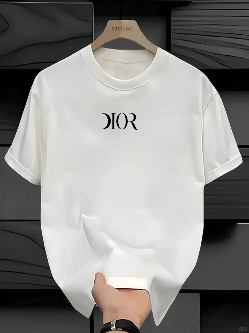 New Summe Luxury Brand T-shirt Pure Cotton Flat Print Large Size Round Neck Short Sleeve Men's and Women's Top T-shirt