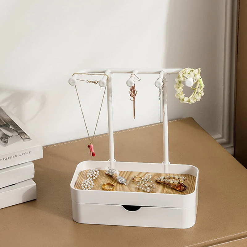 Fashion Jewelry Organizer Hanging Display For Earrings Necklaces Jewelry Storage Rack With Wooden Base Bracelet Rings Holder - view 5