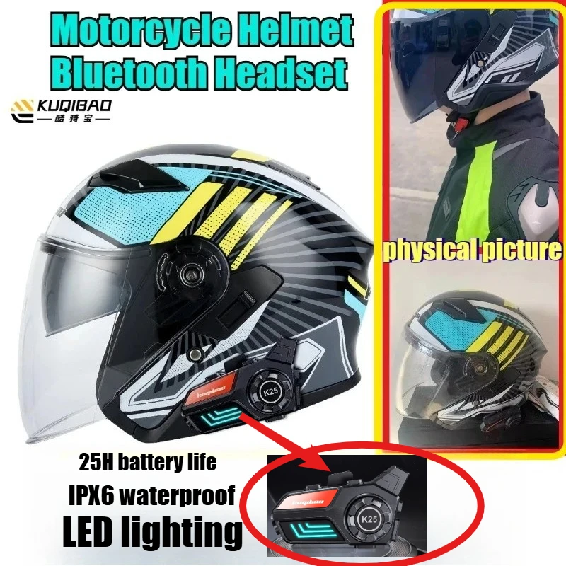 

2026 Motorcycle Helmets Built-in Bluetooth Electric Off-Road Riding Helmets Waterproof Breathable Shockproof Unisex Four Seasons