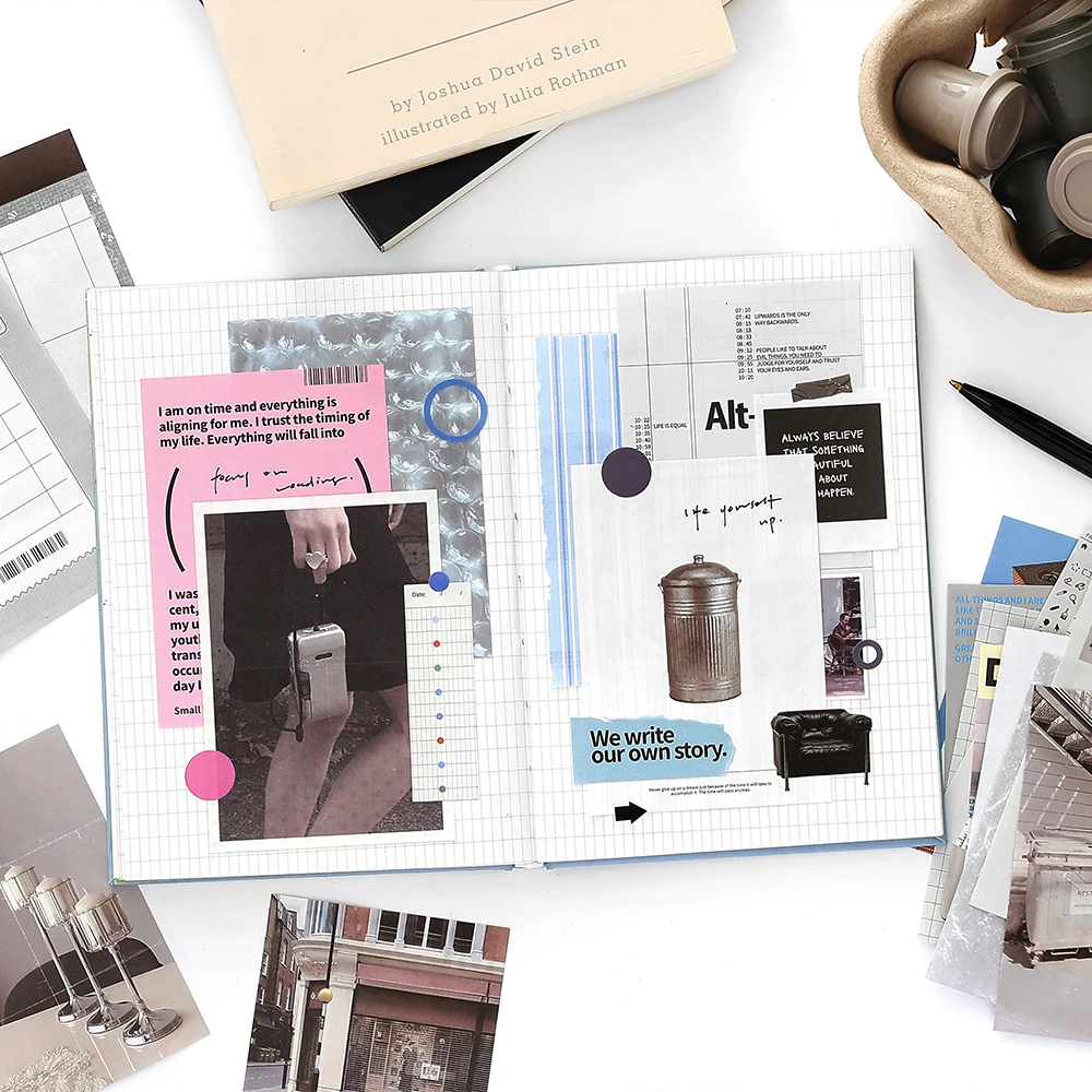 50sheets Retro Ins Memo Material Book Decorative Paper Creative Collage Junk Journal DIY Scrapbooking Aesthetic Craft Paper