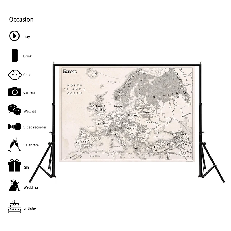 150x100cm o mapa da europa não-tecido pintura em tela sem moldura impressão parede arte cartaz sala de estar casa decoração material escolar