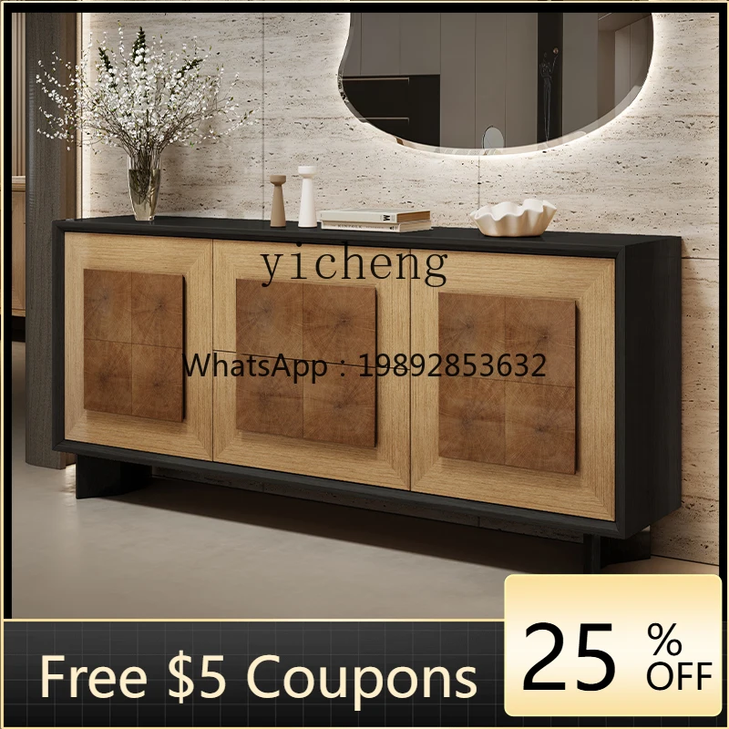 

H3-20 New Middle and Ancient Style Entrance Cabinet Solid Wood Annual Ring Dining Side Cabinet Decorative Cabinet with Bucket