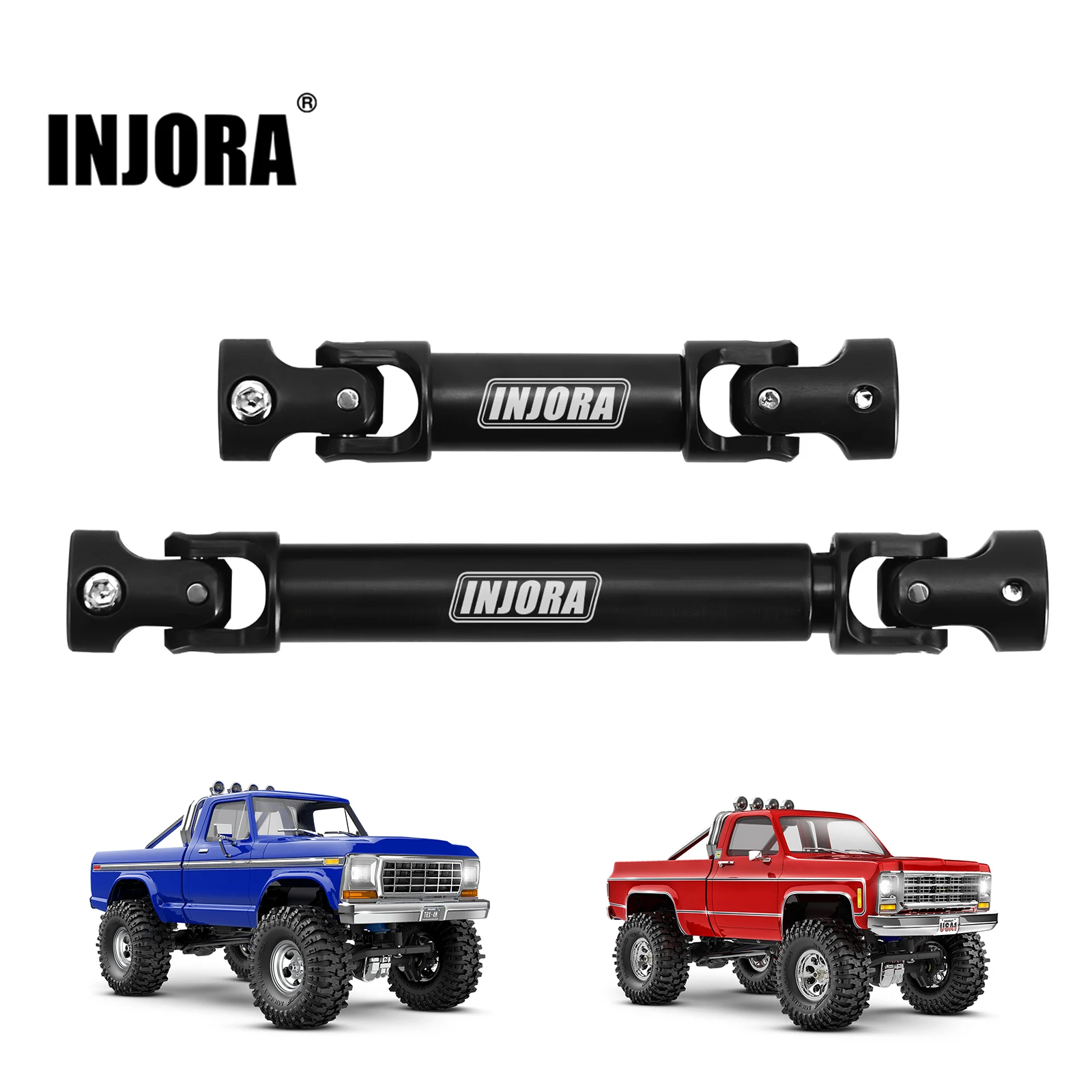 INJORA-ejes de transmisión de acero endurecido para 1/18 RC Crawler TRX4M High Trail K10 F150(4M-84BK)