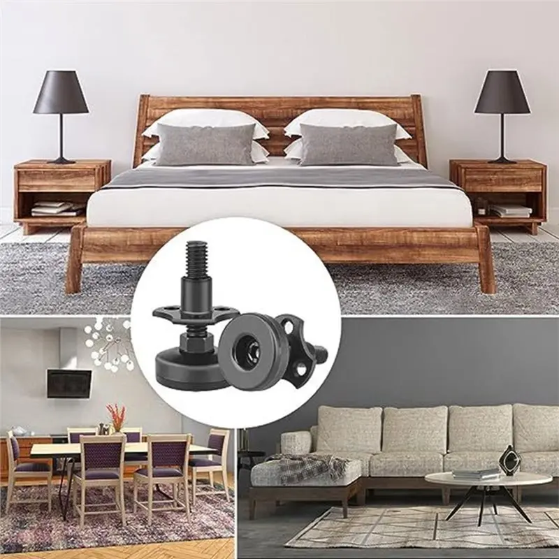 T21C Furniture Adjustable Feet Kit 4-Pack Heavy Duty Leveling Feet 3/8Inch-16 Thread With T-Nuts For Table Chair Cabinet