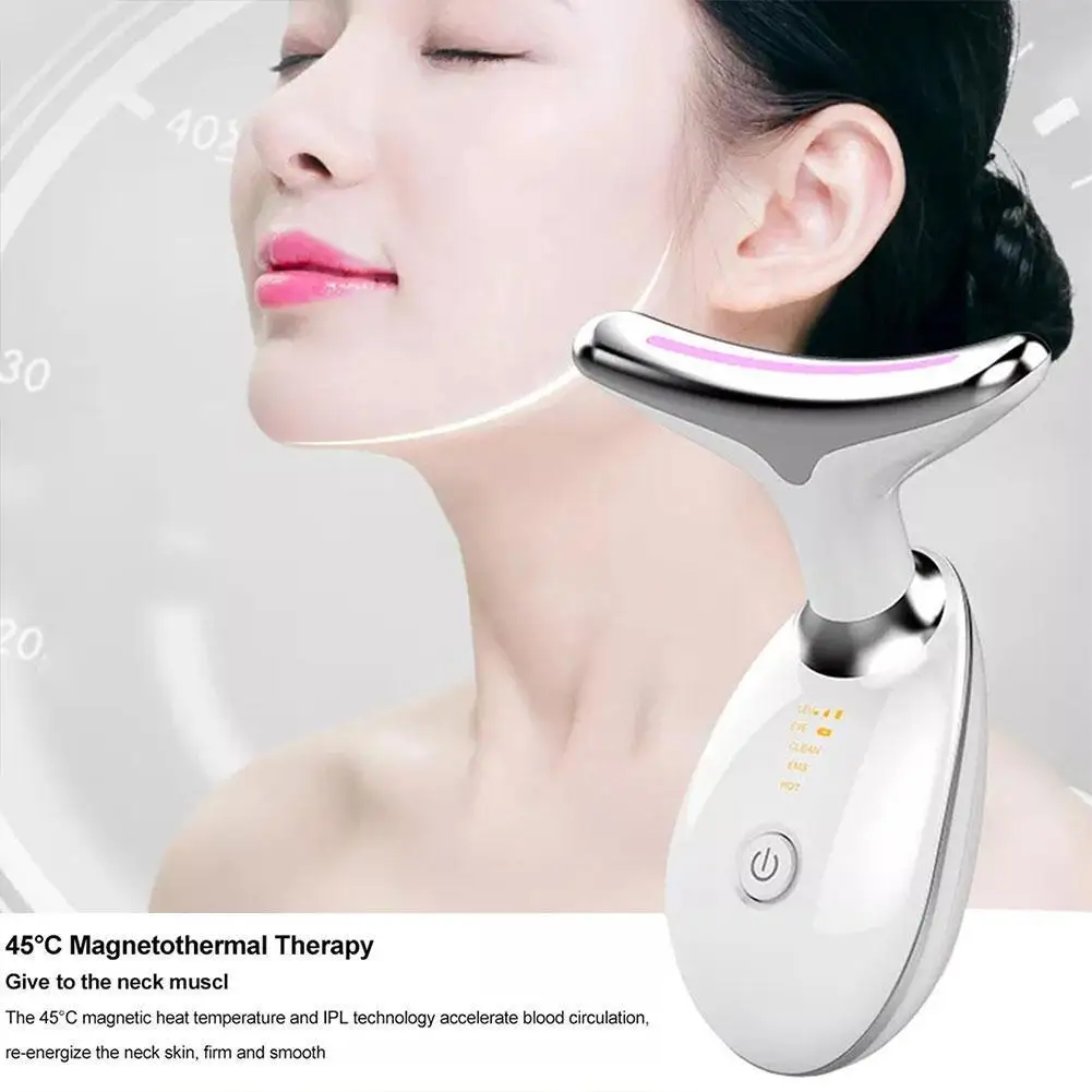 New Neck Face Lifter Ems Neck Face Lifting Massager Skin Tighten Led Photon Anti Wrinkle Chin Device Double Remover B6e7