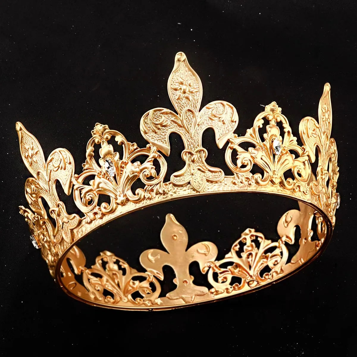 

National King Crown Men's Silver Metal Crown Grand Party Men's Hat Ball Party Hat Clothing Hair Accessories Round Crown