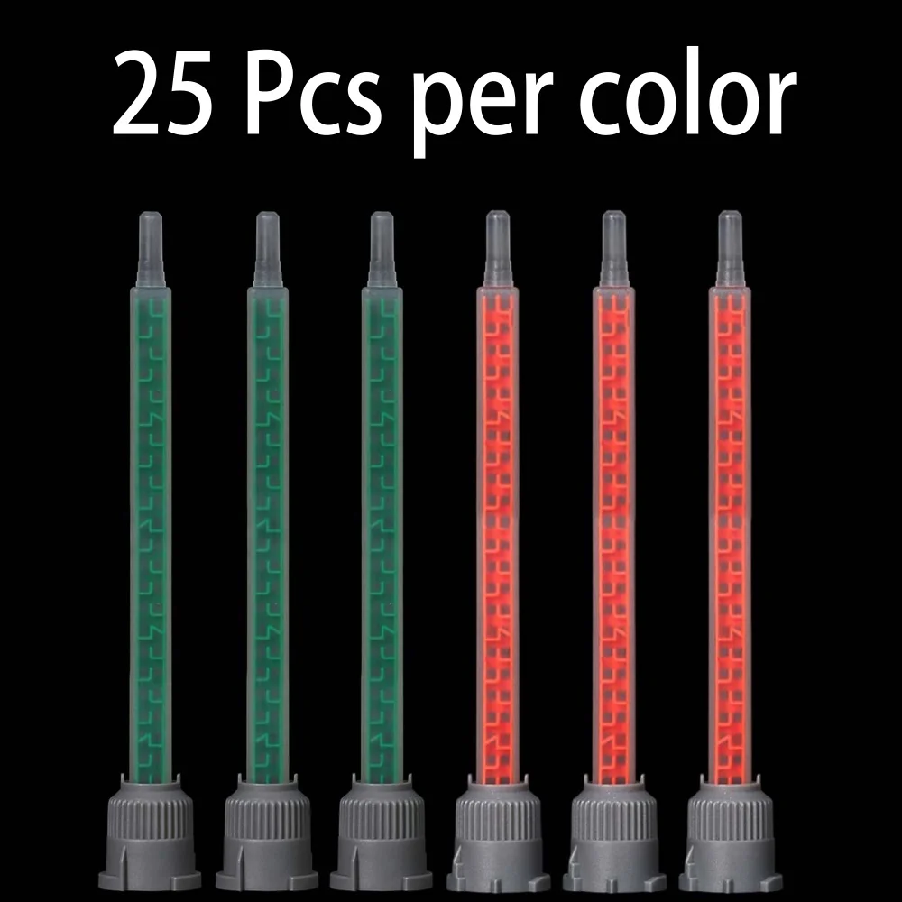 50pcs Epoxy Mixing Nozzle Static Mixing Nozzle MBQH05-24L Mixing Tube (1:1/10:1Ratio) for 10:1 AB Two-Component Cartridges Mixer