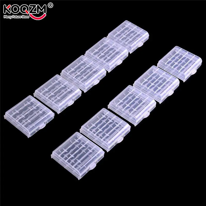 10pcs/pack White Plastic Battery Storage Box Hard Plastic Case Cover Holder For 4pcs AA AAA Batteries Transparent