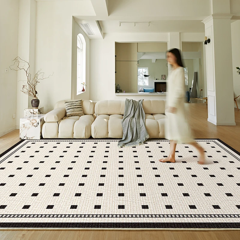 Checkerboard Living Room Decoration Carpet Home Non-slip Rug French Style Rugs for Bedroom Large Area lounge Thickened Floor Mat