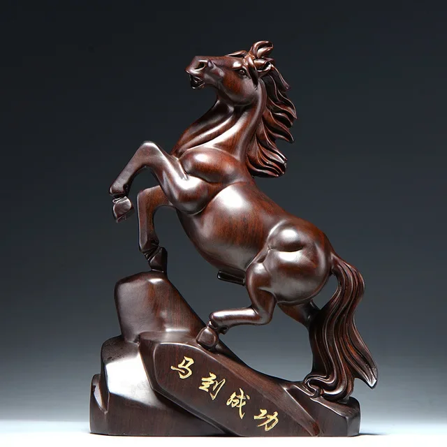 

Ebony Wood Carving Horse Ornaments Hand Carved Crafts Home Decoration Office Trojan Horse Fengshui Decore Housewarming Gifts
