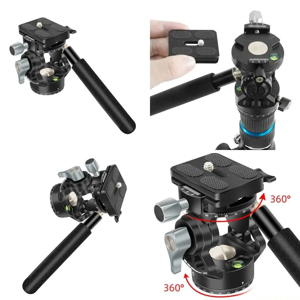 

E56B Мини-видеоголовка с двойной панорамной штативной головкой с плавным движением и цельнометаллическим дизайном