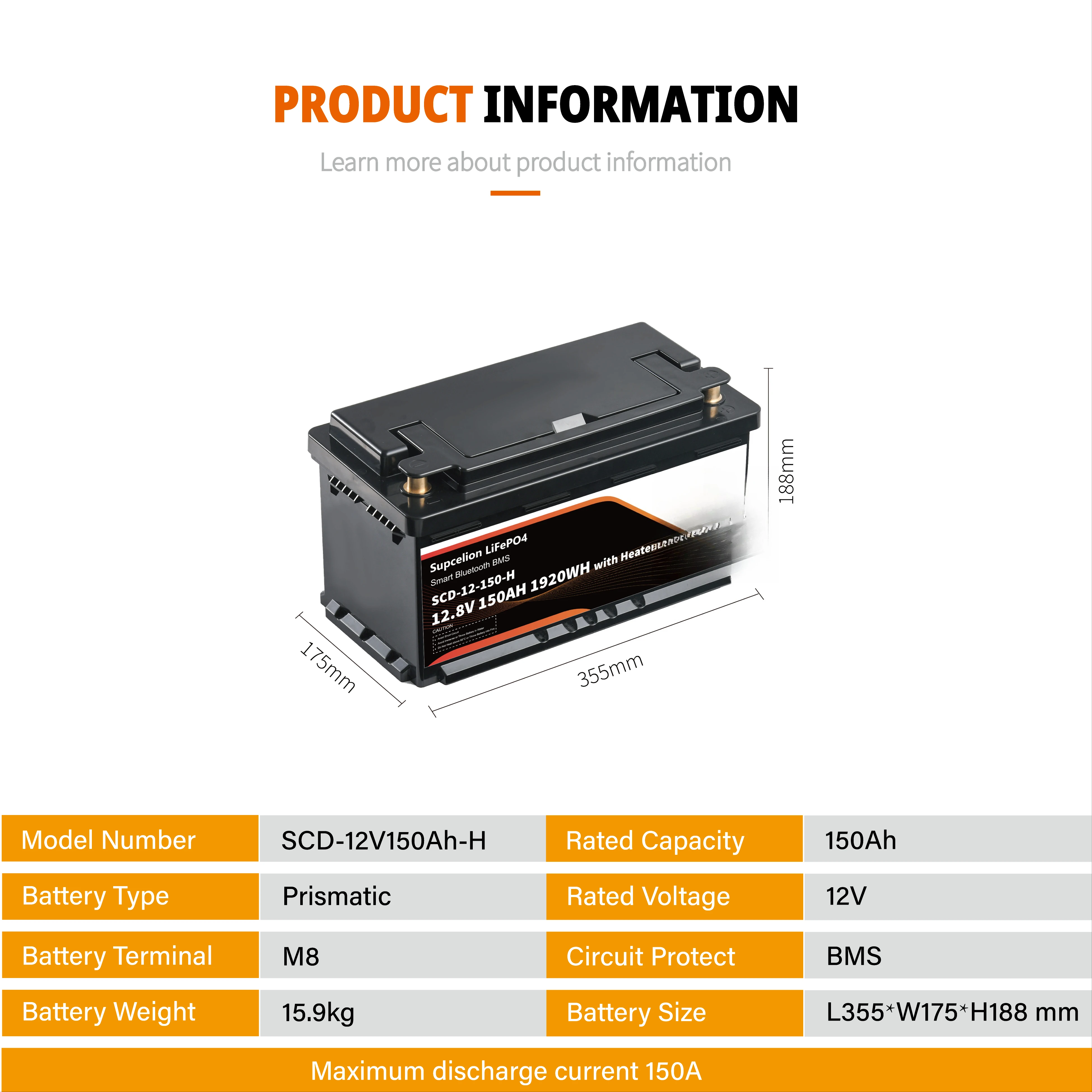 Литиевая батарея 12 В, 150 Ач с Bluetooth и Smart BMS, батарея LiFePO4 с подогревом для фургона-кемпера, солнечное хранилище Франция и Польша Stock