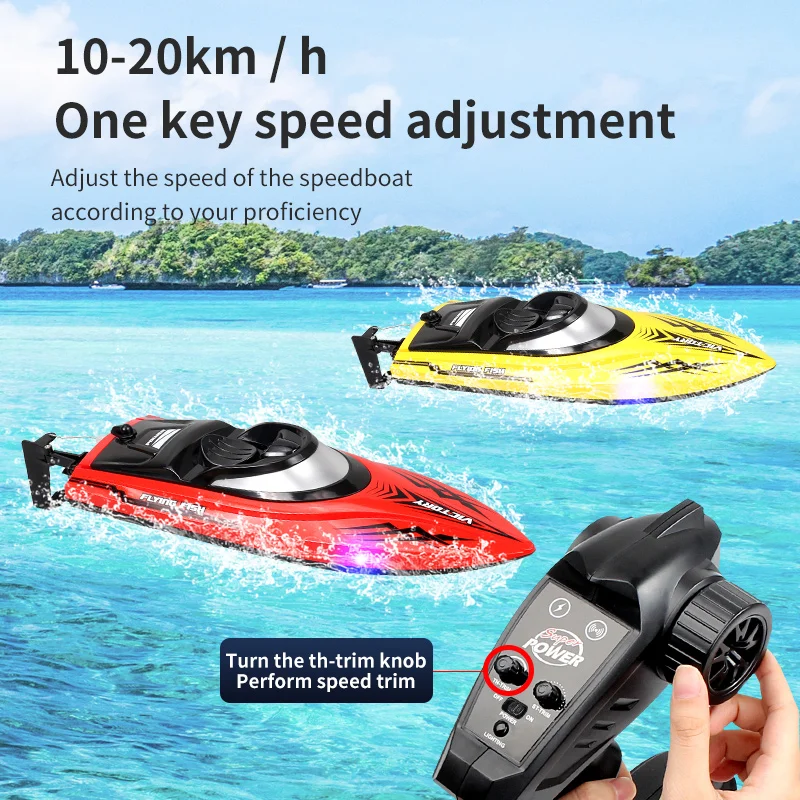 

HJ811 25km/H 2.4G High-Speed Remote Controlled Racing Boat with Led Night Light /High Speed R/C speed boat Children Model Toys