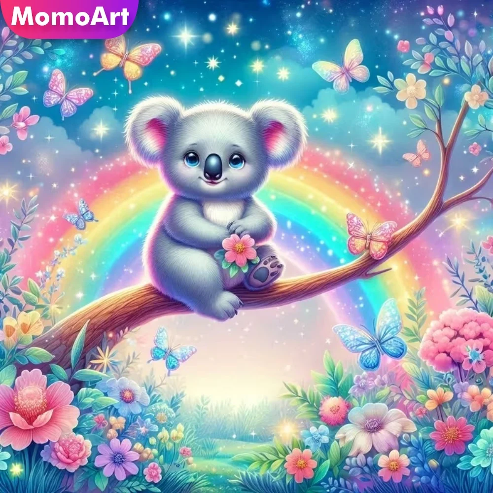 Momoart Vollquadratisches und rundes Diamant-Mosaik: Carla Tier-Diamantmalerei, Cartoon-Bild, Strass-Blumen-DIY-Dekoration für Zuhause
