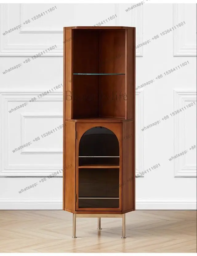 

Retro style solid wood corner cabinet small apartment living room corner bedroom storage locker