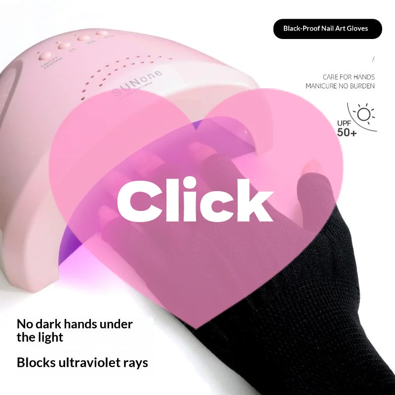 2Pcs 1 Pair New Anti UV Thin Nail Gloves Anti Black UV Gel Shield Glove Fingerless Manicure Nail Art Tools LED Lamp Nails Dryer