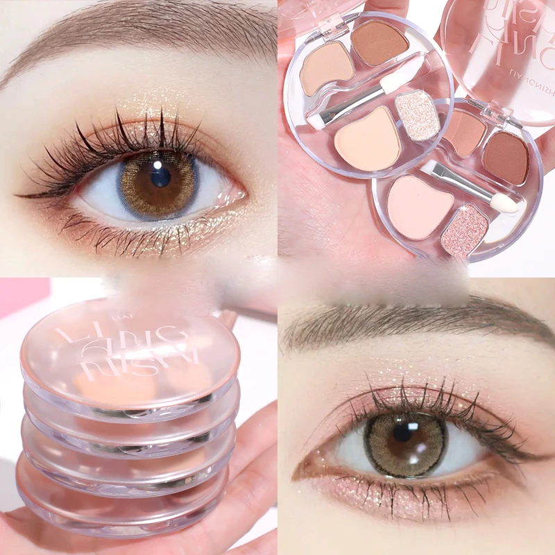 4色のアイシャドウプレート、防水性と耐汗性、大胆で明るいアイメイクを実現するさまざまな色が利用可能