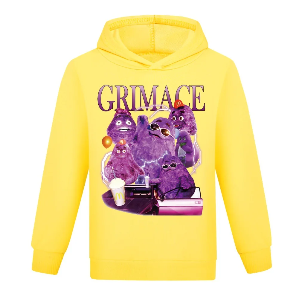 New Game Grimace Shake Clothes for Kids Fall Hooded Sweatshirt Girls Kawaii Coats Baby Boys Sweater Children Casual Outerwear