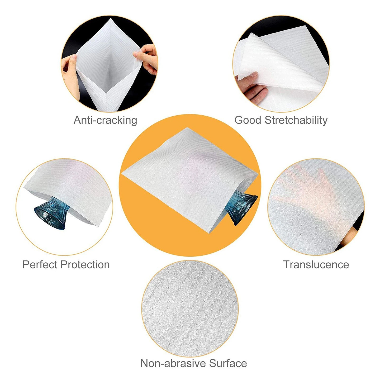 

100 pcs Epe Coated Pearl Cotton Bags Shockproof Wraps 25X30Cm White Protective Pouches For Glassware Plates Reusable Storage