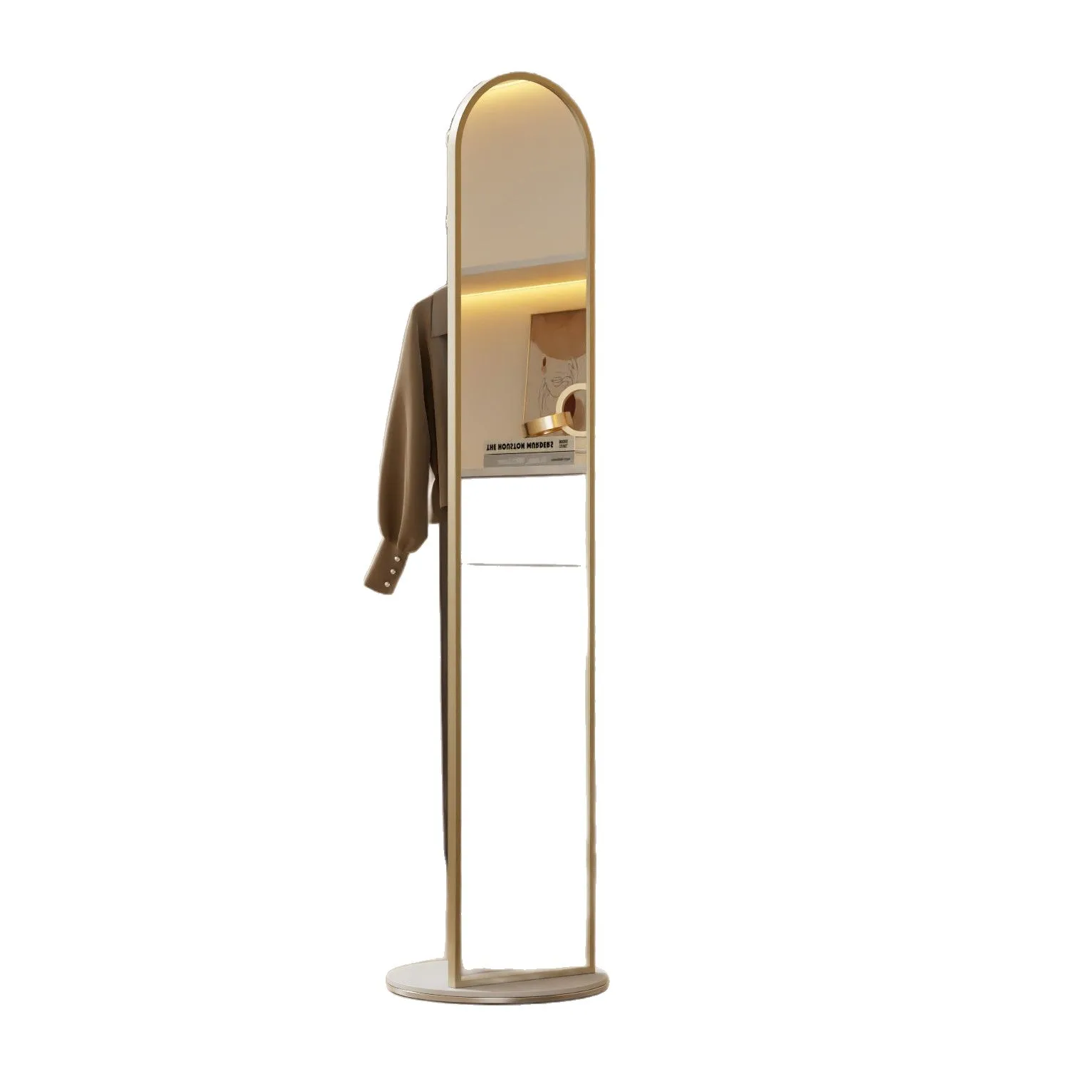 

Movable full-length mirror, bedroom full-length mirror, cream wind