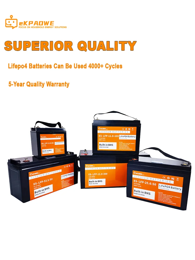 

Rechargeable batte 24V 100Ah LiFePo4 Battery 12V 100Ah Pack Lithium Iron Phosphate Batteries Built-in BMS For Solar Boat No Tax