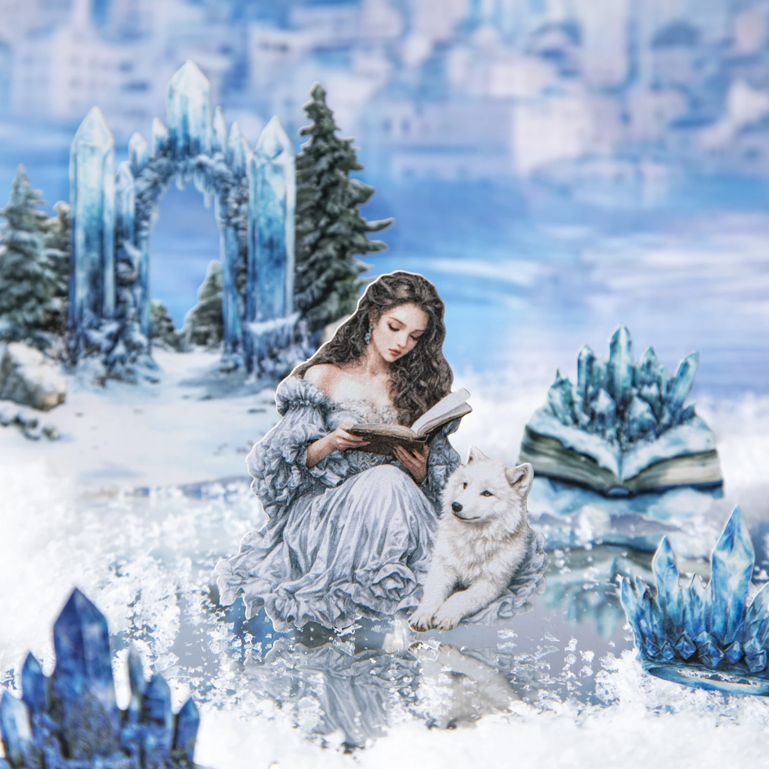 25Sheets Magical Winter Theme Landscape Scenery Stickers For Hand Account DIY Craft Scrapbook Guitar Diary Notebook Decoration