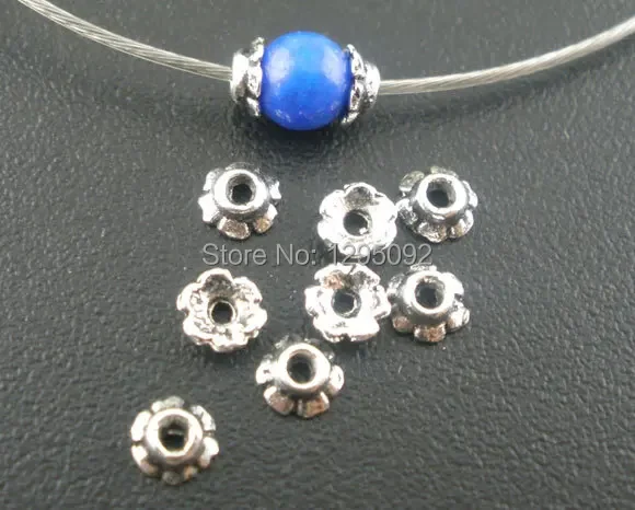 

2500Pcs Wholesale Flower Shape Charms Beads Caps Antique Silver Tone Spacers Perles Perlas 3mm