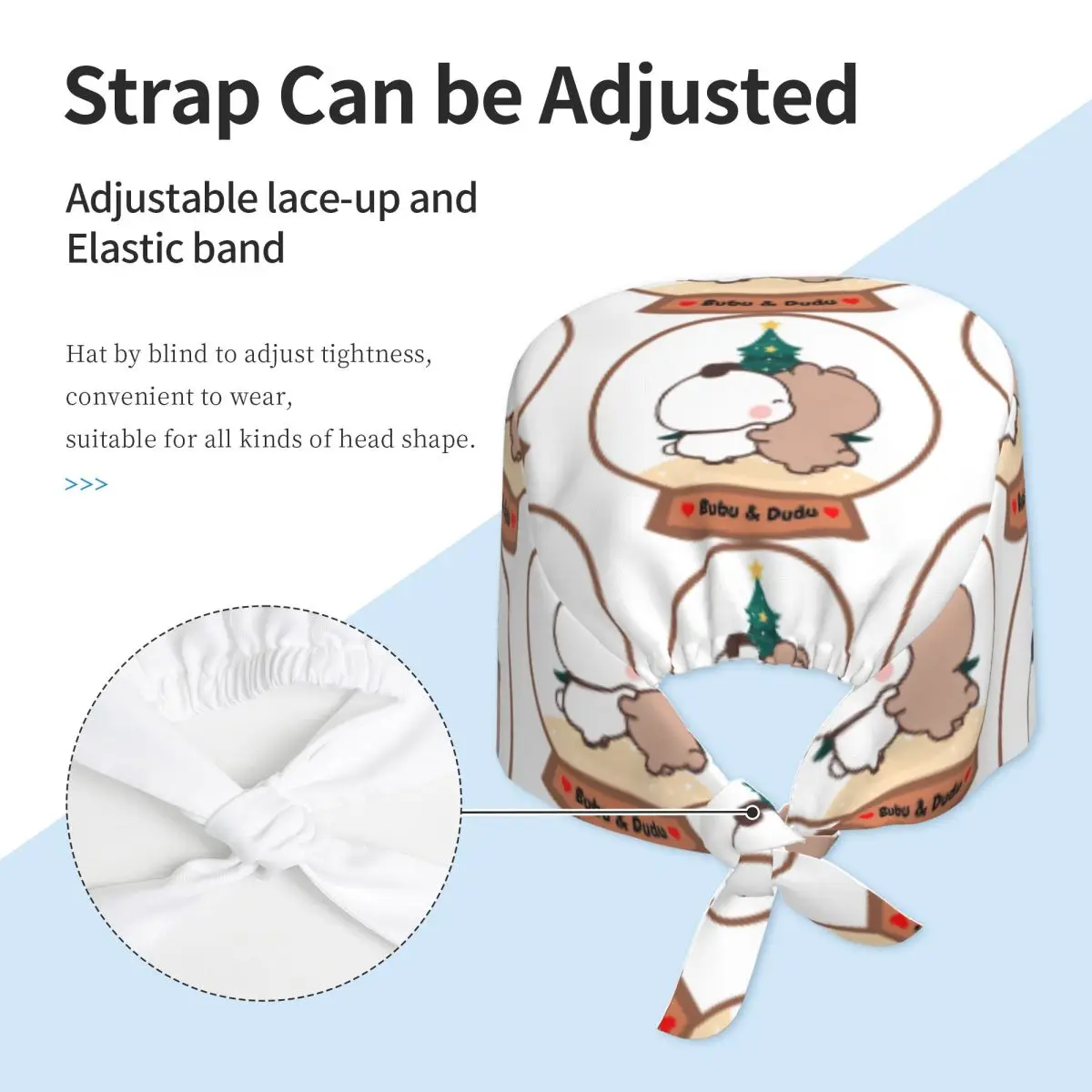 간호사 모자 두두 부부 작업용 캡 유니섹스 여성용 크리스마스 스노우 패션 홀더 롱 헤어 스크럽 캡 편안한 탄력성 의료용 모자