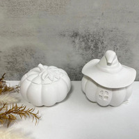 Halloween Pumpkin Storage Box Silicone Molds DIY With Lid Creative Flowerpot Candle Jar Plaster Epoxy Resin Mould Home Decor