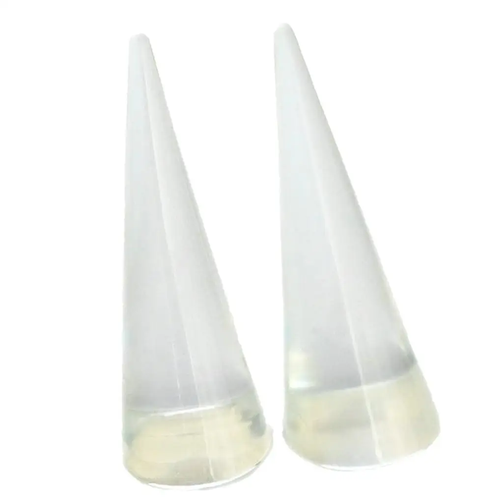 2x Clear Cone Ring Holder for Jewelry Engagement Wedding Ring Trinket Tray