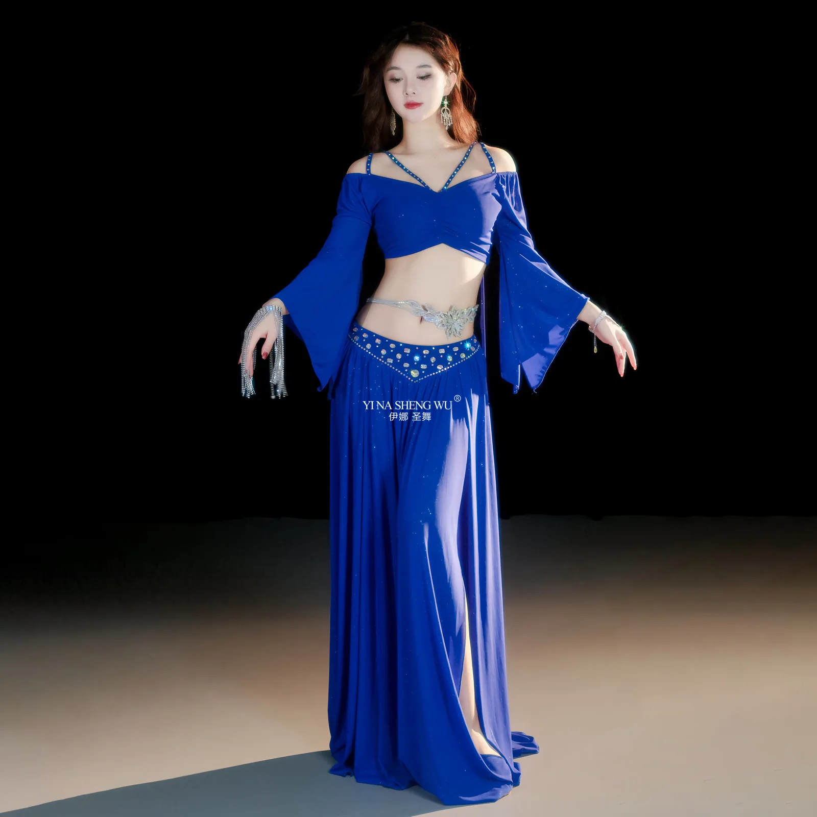 

BellyDance Costume for Women Comfortable and Breathable Training Clothing Oriental Dance Professional Practice Clothes Blue