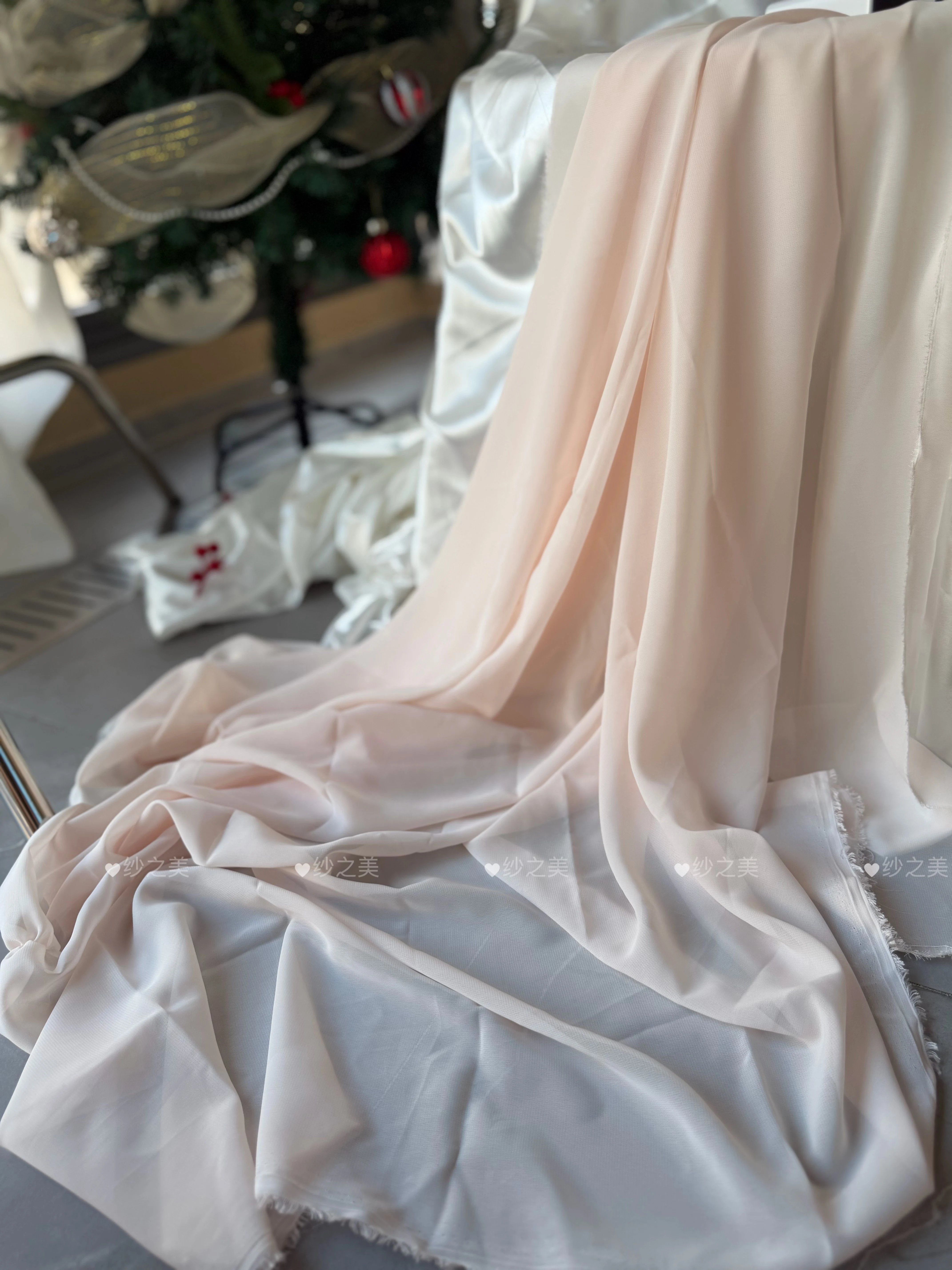 Taro Purple Pink Light Translucent Chiffon Draping Fabric for Wedding Background Layout Voile Fabric