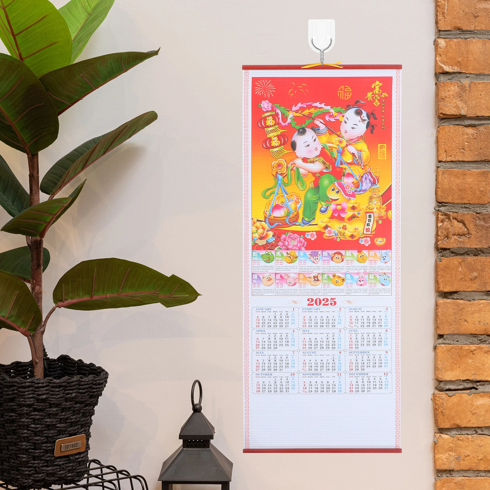 

Imitation Rattan Hanging Scroll Calendar Chinese Wall Delicate Calendars Home Decoration Traditional