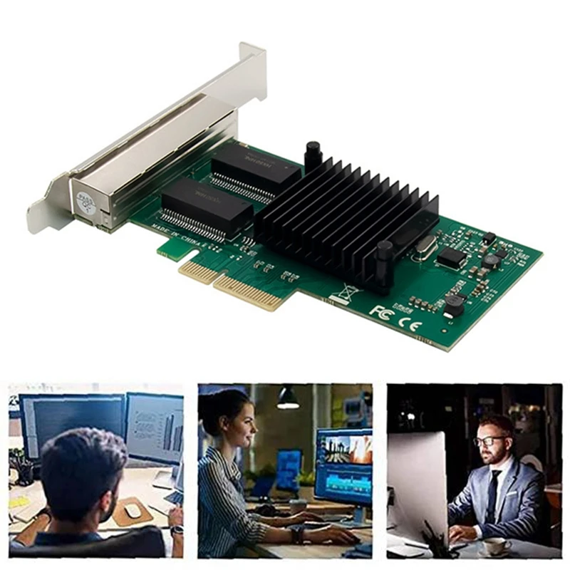 Quad-Port PCI-E Gigabit Netwerkkaart PCI-E X1 I350-T4 RJ45 Desktop Zachte Router Gigabit Netwerkkaart