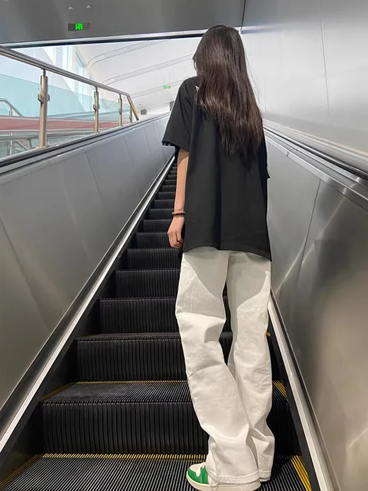 

American High Street Vibe Men's Jeans Extended Length Slimming Long Pants mid Waist Straight Leg Casual Wear Polyester Fiber