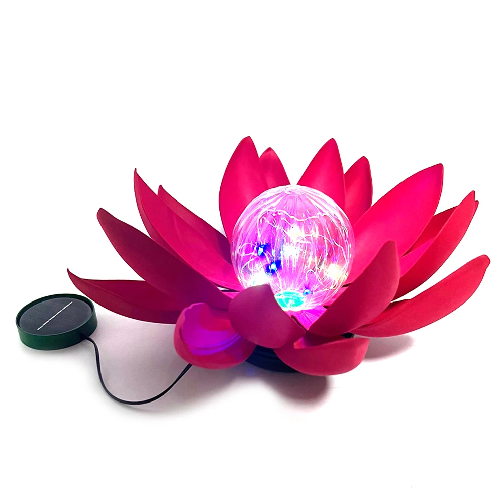 Solar Floating Lotus Shape Water Surface Lantern Solar Powered LED Flower Light Solar Powered Lotus Lamp for Pool Pond Outdoor