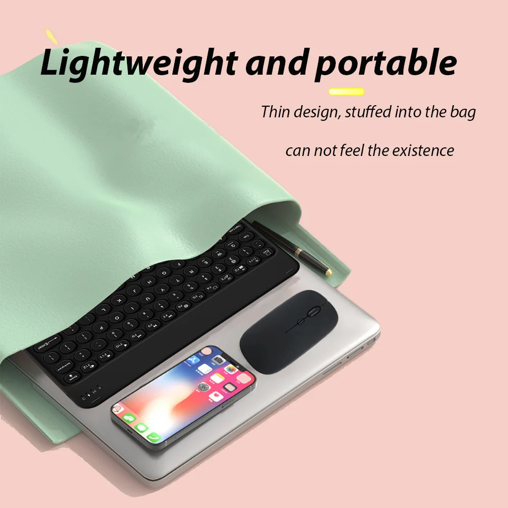  بالعربية  بلوتوث لوحة المفاتيح والماوس لنظام iOS أندرويد ويندوز التعميم keycap المحمولة رقيقة جدا Teclado ل ماك باد الهاتف الخليوي