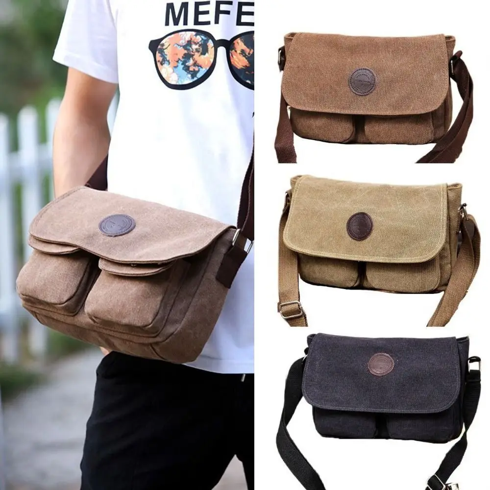 Travel Men Crossbody Bags Fashion Large Capacity Canvas Messenger Bags Casual Waterproof Shoulder Bag