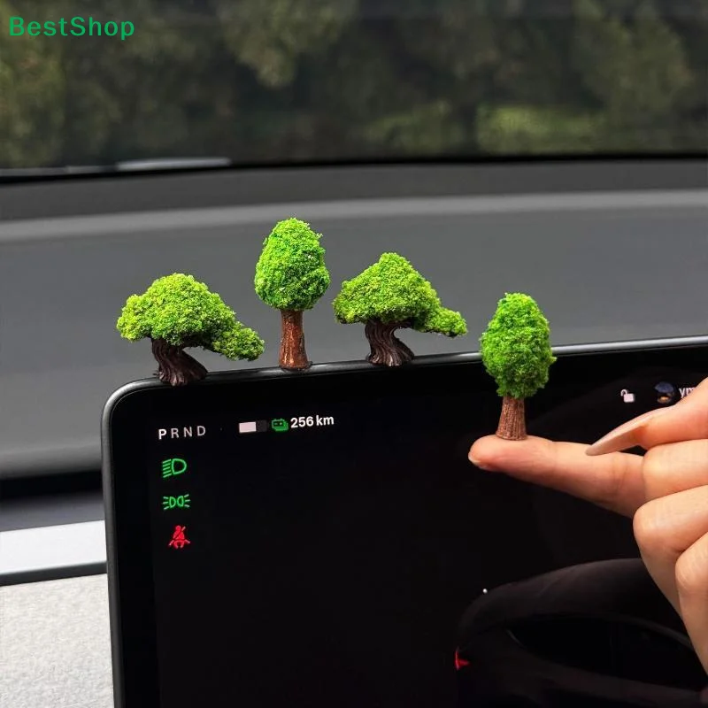 〔Q〕2pcs/3pcs/4pcs Natural Fresh Odorless Large Green Fortune Wishing Tree Car Ornament Auto Interior Console Decor
