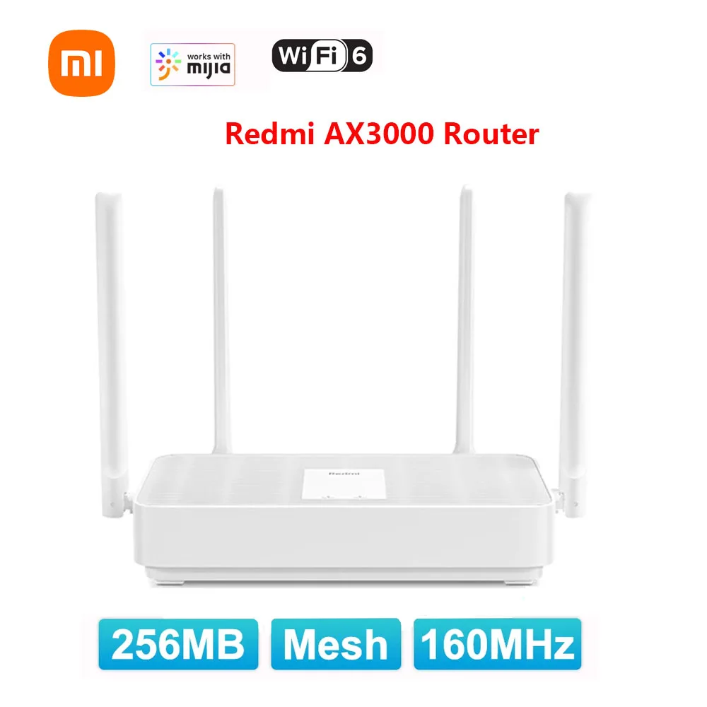 Imagem -02 - Xiaomi-redmi Router Ax3000 Wifi 2.4g 5g Extensor de Rede de Malha sem Fio de Banda Dupla Amplificador de Sinal Gigabit Antenas de Alto Ganho