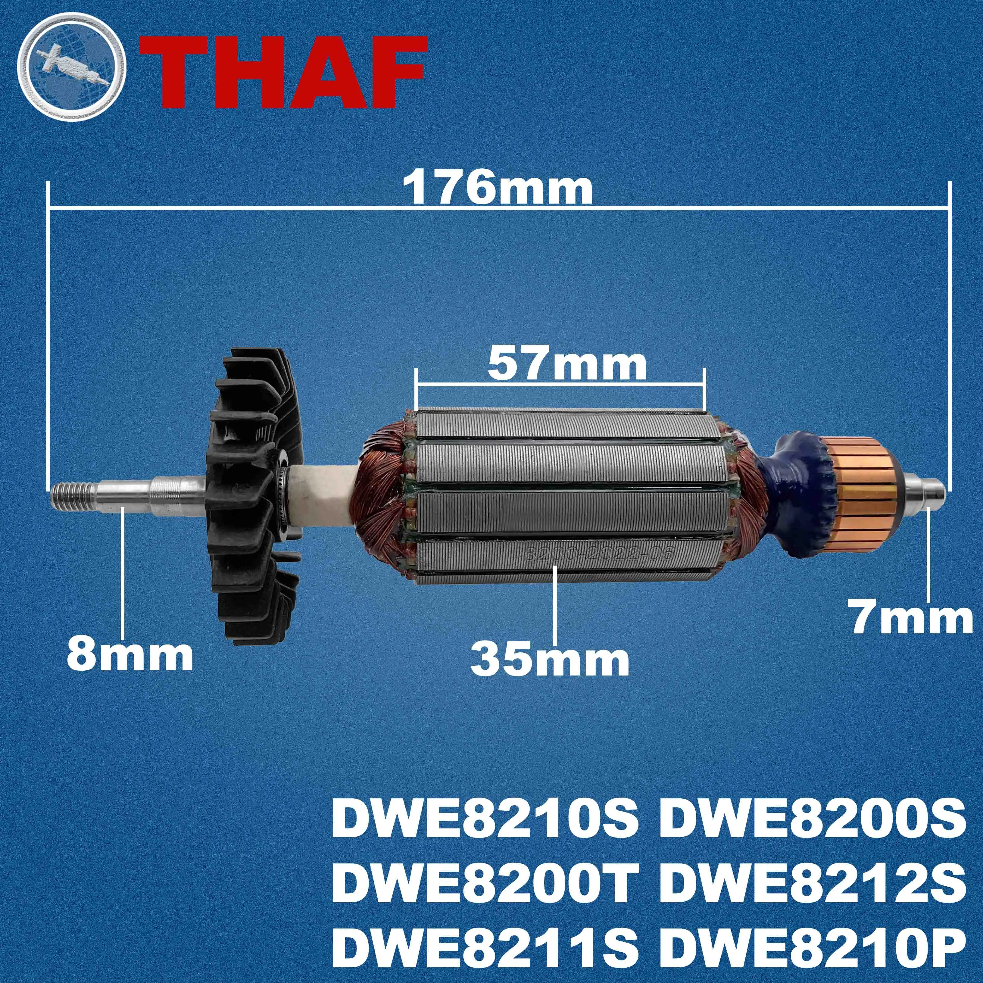 AC 220V 240V DWE8210S DWE8200S DWE8200T DWE8212S Armature Rotor For DEWALT Angle Grinder Spare Parts Grinder DWE8211S DWE8210P