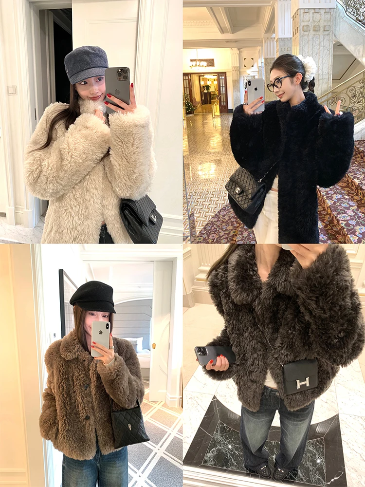 Two-version Nuo Ji Ji Peruvian Lamb eco-friendly fur coat, a laid-back and loose top