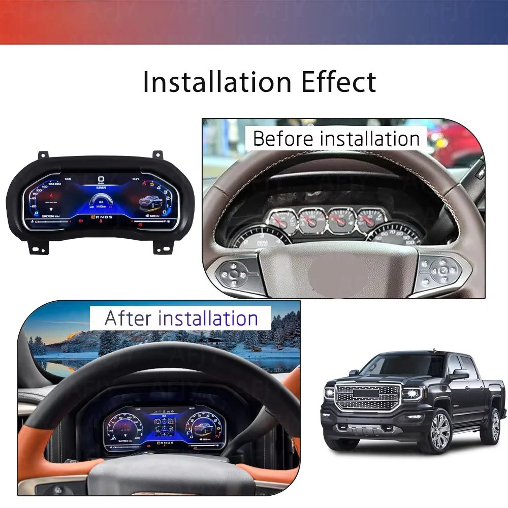

12,3-дюймовый автомобильный цифровой кластер для Chevrolet Silverado 2014 2015 2016-2018 GMC SIERRA 2014-2018 Спидометр Мультимедийный ЖК-дисплей Dashbo