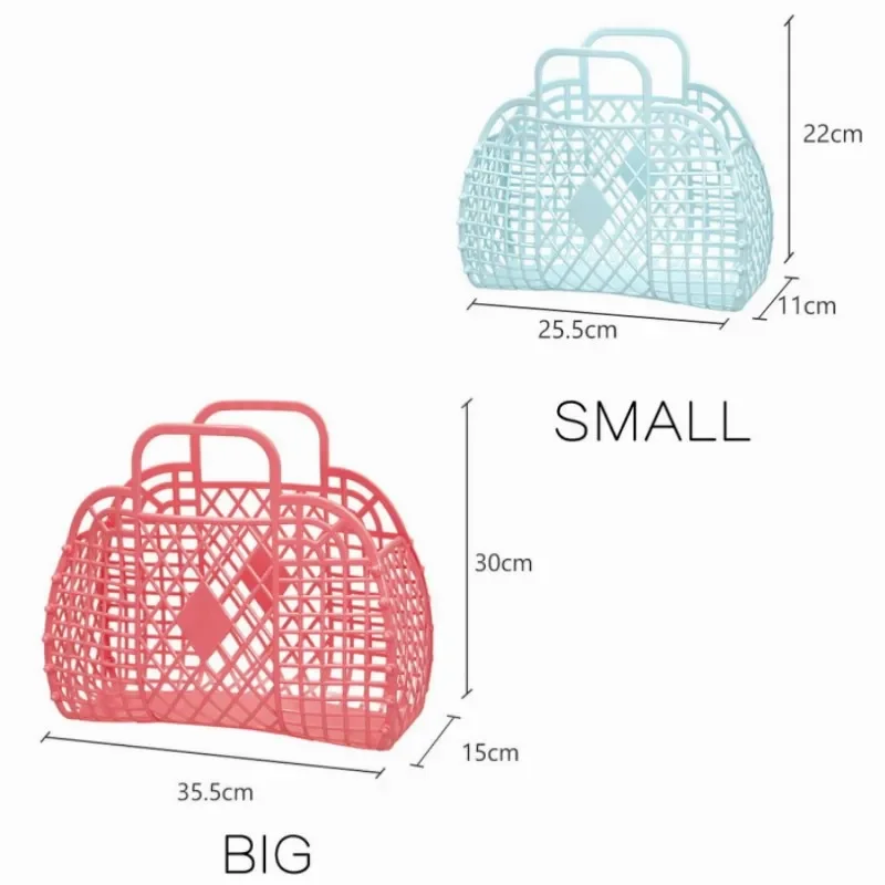 Hot  Women Summer Jelly Bag Portable Vegetable Basket Hollow Jelly Bag Girl Large Capacity Holiday Handbag Jelly Beach Tote Bags