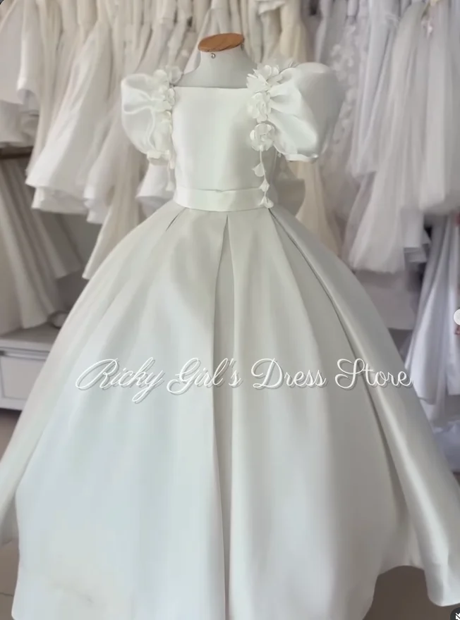 Customized Puff Sleeve Flower Girl Dresses For Wedding A-Line First Communion Gown Party Bridesmaid Formal Evening Gowns
